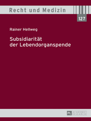 cover image of Subsidiarität der Lebendorganspende